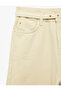 Cotton High Waist Belted Wide Leg Trousers - Wide Leg Jeans - 7