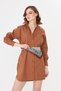 Premium Lycra Brown Shirt Dress – Cotton-Pocketed, Non-See-Through, Oversized Design - 7