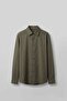 Men's Oversize Striped Linen Blend Shirt Khaki