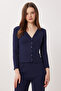 Buttoned Ribbed Knitted Cardigan Pajama Set Lrn0016 Dark Blue - 2