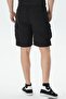 Men's Relaxed Fit Black Bermuda Shorts Men's Cargo Pocket Comfortable Cut Cotton Linen Shorts Black - 2