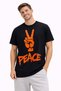 Unisex Oversize T-Shirt Peace Printed 100% Cotton Comfortable Fit Casual T-Shirt