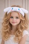 White Cinnamoroll Figured Plush Velvet 3D Wide Crown Children's Crown with Curved Sponge - 3
