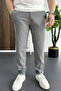 Men's Slim Fit Buttoned Waist Trousers Gray Edw473