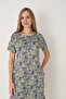 Women's Cotton Modal Fabric Button Detailed Patterned Stylish Dress 7995 - 6
