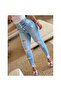 Women's High Waisted Front Buttoned Ripped Detailed Jeans 27090 - 4