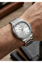 Men's Silver Metal Cord Silver Dial Square Case Wrist Watch with 2 Year Warranty