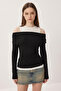 Open Shoulder Athlete Knitted Blouse Lax0009 Black