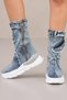 Women's Denim Long Boots with Orthopedic Soles Summer Metal Detail Boots - 4