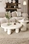 2-Piece Modern Round Coffee Table Set in White - 2