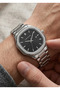 Men's Silver Metal Cord Black Dial Square Case Wristwatch with 2 Year Warranty - 2