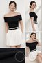 Women's Black & White Off-The-Shoulder Ribbed Camisole Blouse Slim Fit Stretchy Fabric Casual Stylish - 6