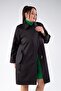 Women's Plus Size Pocket-Collar Detailed Trench Coat Black - 6