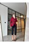 Pearl Buttoned Waist-Fastening Jacket Burgundy - 4