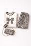 Girl's Bowknot Printed Sweatshirt & Leopard Pants Set with Bag