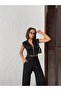 Women's Zipper Crop Double Set High Waist Wide Leg Pants Stylish Set - 3