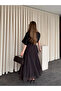 Brown Chiffon Polka Dot Long Skirt - 2506 - 5
