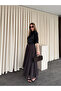 Brown Chiffon Polka Dot Long Skirt - 2506 - 3