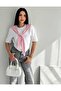 Noa Noa Women's White Basic Oversize T-Shirt with Scarf Detail Round Neck 100% Cotton - 2