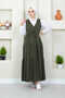 Ruffled Scuba Hijab Gilet Khaki - 6