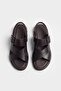 Brown Leather Sandals with Cross Straps and Buckle - 3
