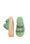 Elara Fia Women's Double Buckle Slippers 0012431 Green - 5