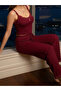 Burgundy Lace Detailed Pajama Set - 3