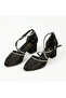 Black Satin Stone Heeled Women's Shoes