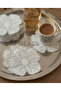 6 Linen Fabric Embroidered Coffee Side Cocktail Napkins & Coasters Serving Napkins - 4