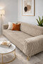Lycra Elastic Slip-On Welsoft Fleece Sofa Cover Zigzag Pattern (product is 1 item)