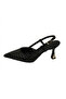 Black Glittery Open-Heeled Women's Evening Dress Shoes - 5