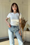 Diving Fabric Crew Neck White Bodysuit - 2