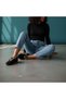 Black Suede Elastic Women's Stylish and Comfortable Ballerinas with Gold Accessory Detail - 4