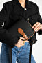 Women's Black-Tan 3-Compartment Covered Leather Detailed Buckle Crossbody & Shoulder Bag with Adjustable Column Strap - 4