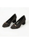 Black 5 cm Stone Buckle Heeled Women's Shoes