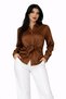 Women's Satin Front Tie Detailed Long Sleeve Shirt Pink / Black / Coffee - 2