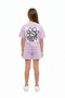 Girl's 2-Piece Shorts Set Crew Neck Short Sleeve T-Shirt with Back Print - Elastic Waist - 4