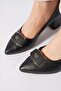Deyas Pointed Toe Buckle Women's Classic Heeled Shoes Black Skin - 4