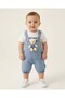 Baby Boy Denim Salopet and White T-Shirt Summer Set with Teddy Bear Accessory, 2-Piece Stylish Set for 3-6-9-12 Months