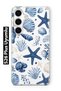 Samsung Galaxy S26 Plus Compatible Starfish and Shells Pattern Transparent Phone Case