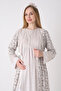 Maternity Nightgown and Dressing Gown Set Floral Patterned Lace Breasted Buttoned Breastfeeding Cotton Viscose Set of 2 - 5