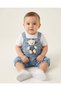 Baby Boy Summer Stylish 2-Piece Set with Teddy Bear Accessories, Denim Overalls and White T-Shirt, 3-6-9-12 Months