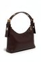 Women's Coffee-Colored Shoulder Bag with Perforated Staple Detail – Metal Ring, Medium Size, Daily Use Shoulder Bag - 6