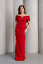 Women's Burgundy Slim Fit Accessory Detailed Long Engagement Wedding Evening Dress