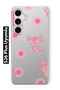 Samsung Galaxy S26 Plus Compatible Pink Axolotl Patterned Transparent Phone Case