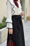 High Waist Belted Polka Dot Black Skirt - 6