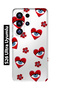 Samsung Galaxy S26 Ultra Compatible Transparent Phone Case with Heart and Evil Eye Pattern