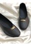 Famy Black Genuine Leather Casual Flats with Buckle
