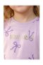 Girl's Cotton Lilac Bow Patterned Tulle Dress - 3