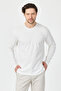Young Men's White 100% Supima Cotton Stretch Fabric Regular Fit Long Sleeve Crew Neck Sweatshirt